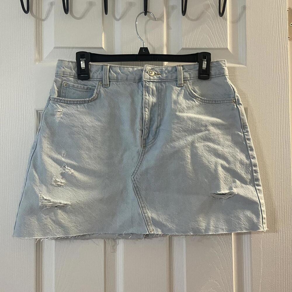 zara light wash denim skirt